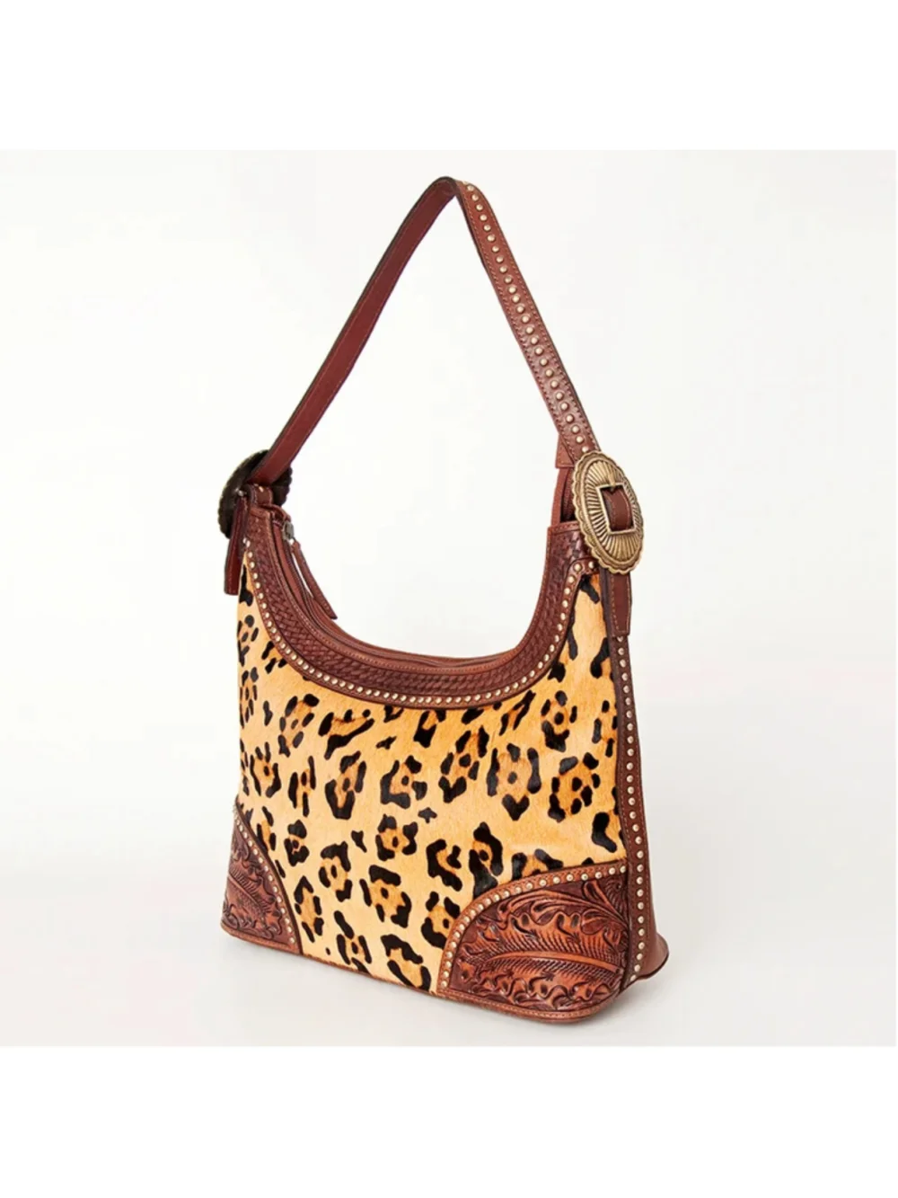 American Darling Western Wild Cat Leopard Buckle Hobo Bag